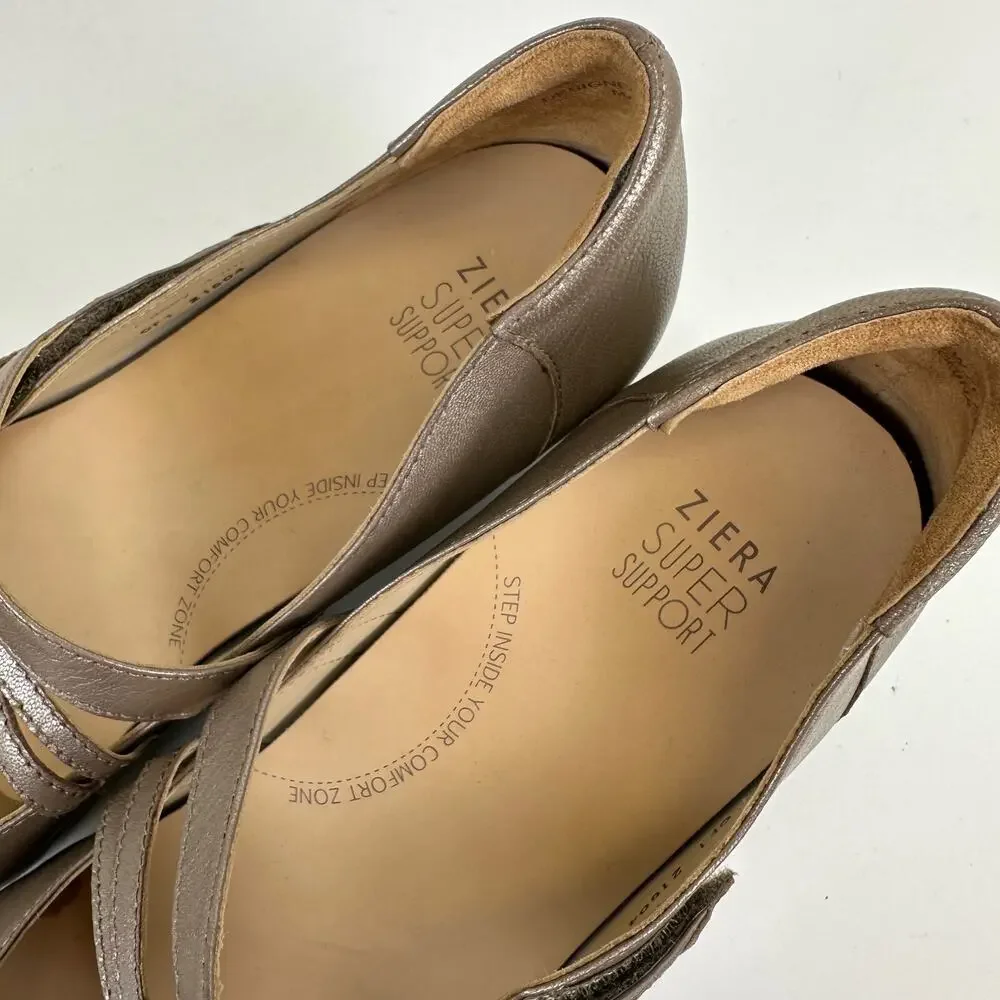 Ziera Super Support Casey Mary Jane Heel Gold Leather Comfort Shoe EU 43 US 12.5